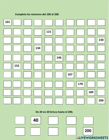 Contando del 100 al 200
