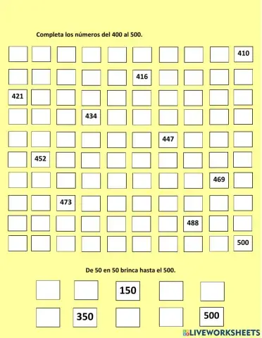 Contar del 400 al 500