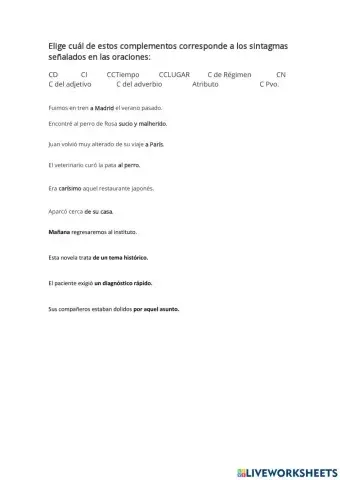 Sintaxis: complementos