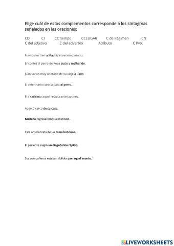 Sintaxis: complementos