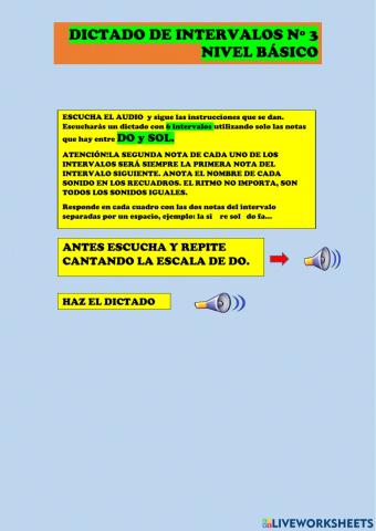 Dictado de intervalos 3 nivel básico