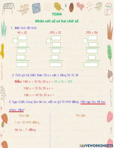 Toán - Nhân với số có hai chữ số