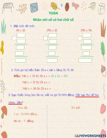 Toán - Nhân với số có hai chữ số