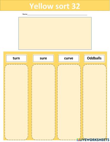 Words Their Way Yellow sort 32