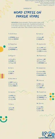 Word stress on phrasal verbs