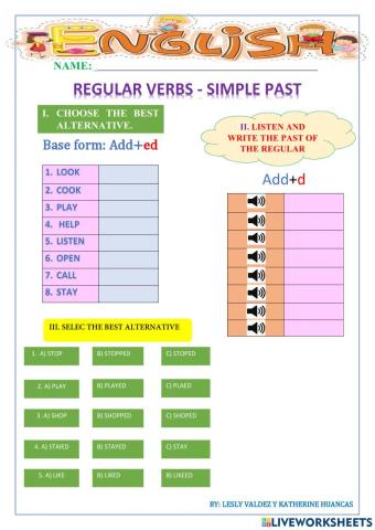 Regular verbs – simple past