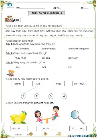 Bài tập cuối tuần 15