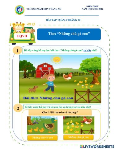 Làm quen văn học bài thơ những chú gà con