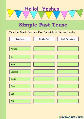 Past of the irregular verbs