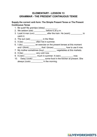 The present continuous tense