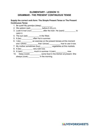 The present continuous tense