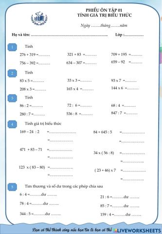 Ôn tập học kì 1
