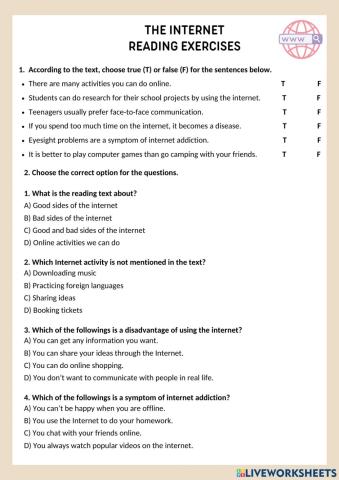 The Internet Reading Exercises