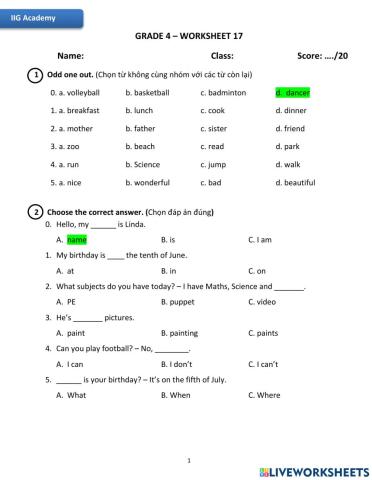 IIG-Grade 4-Worksheet 17