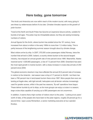 Here today, gone tomorrow - Summary Completion - Complete IELTS bands 4-5