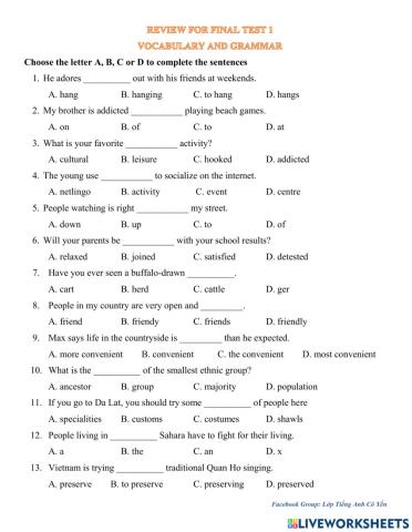 Y8 Vocab & Grammar - Review