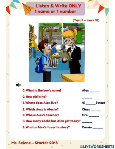 Starters 2018 - Test 9.3 - Listening - Part 2 (full)