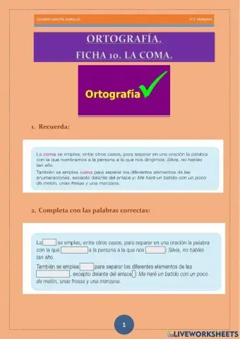 Taller de ortografía. Ficha 10.