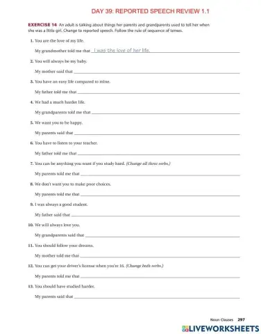 Day 39. Reported speech review 1