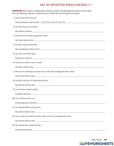 Day 39. Reported speech review 1