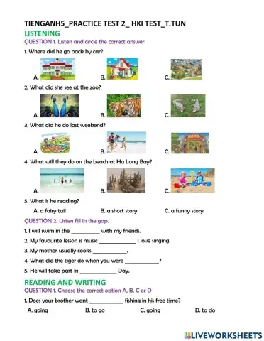 First Semester Final Test - Grade 5