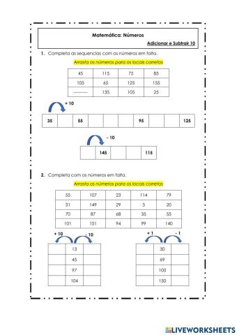 Adicionar e Subtrair 10