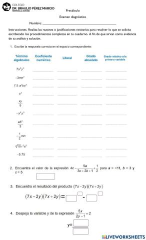 Diagnóstico Precálculo