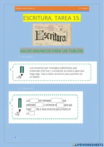 Escritura. Tarea 15.
