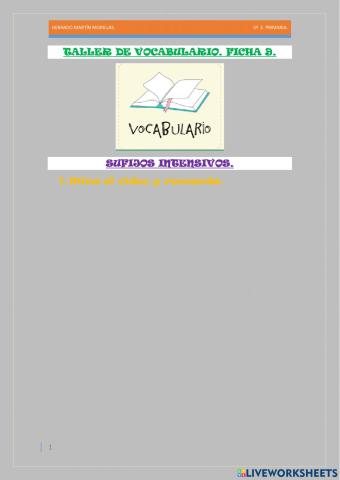 Taller de vocabulario. Ficha 9.
