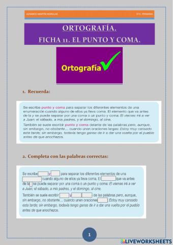 Taller de ortografía. Ficha 11.