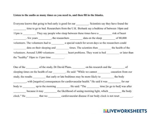 Sleep-Bedtime Dictation Exercise
