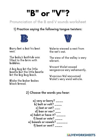 B and V sounds