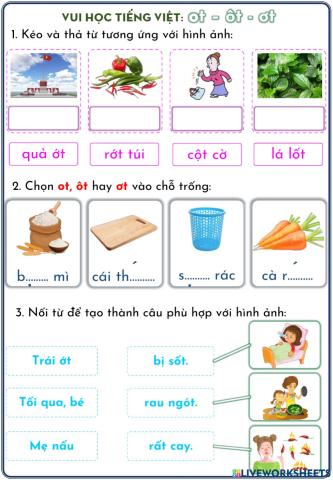 Phiếu ôn tập ot, ôt, ơt