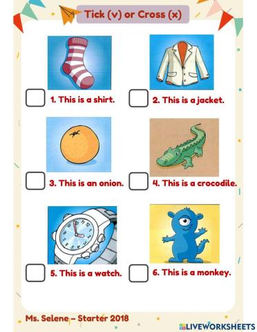 Starters 2018 - Test 9.3 - Reading & Writing - Part 1