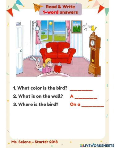 Starters 2018 - Test 9.3 - Reading & Writing - Part 5