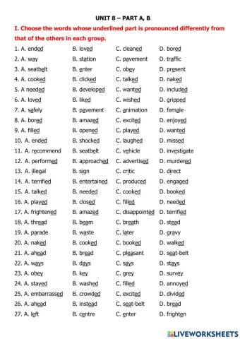 Grade 7 - Unit 8 - part A-B