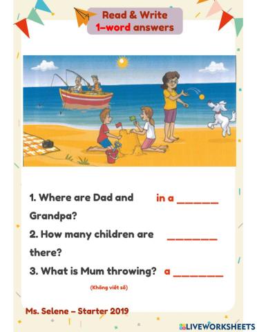 Starters 2019 - Test 3 - Reading & Writing - Part 5