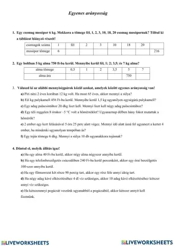 Egyenes arányosság