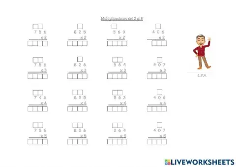Multiplicacione del 2 al 5
