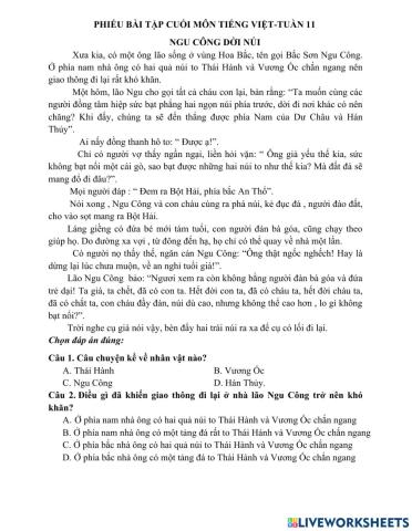 Phiếu bài tập tiếng việt