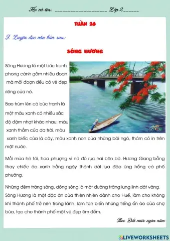 Bài tập cuối tuần 26 TV lớp 2