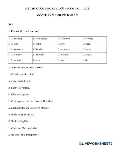 Final exam Term I G4