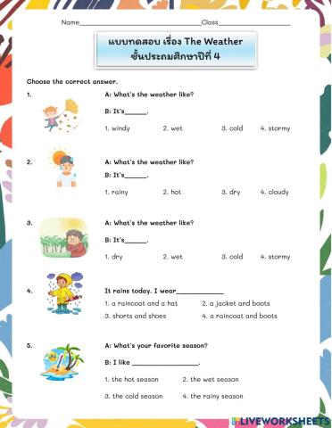 แบบทดสอบ เรื่อง The weather P.4
