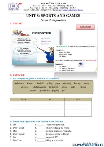 Unit 8 : Grade 6 : Sports And Games