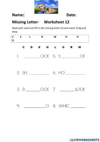 Missing Letters Worksheet 12