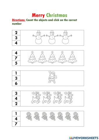Christmas Counting Numbers 1-5