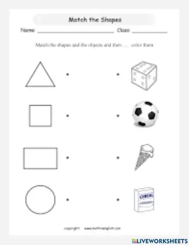 Class 1st liveworksheet maths match the following