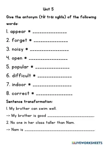 Tieng Anh 7 Unit 5 Nang cao