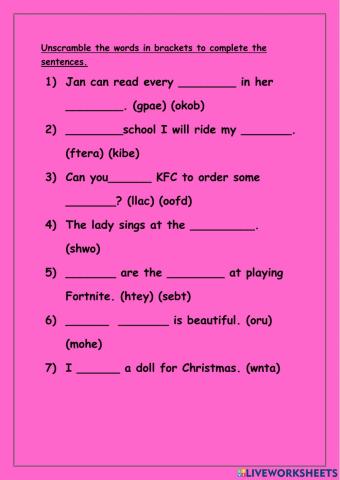 Unscramble Spelling Words