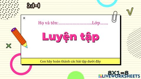 Bảng nhân 8 luyện tập